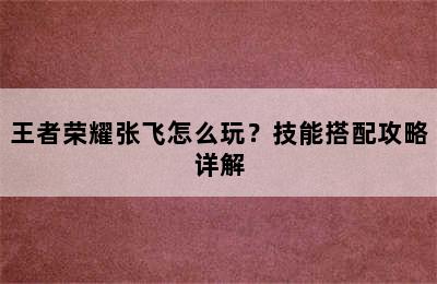 王者荣耀张飞怎么玩？技能搭配攻略详解