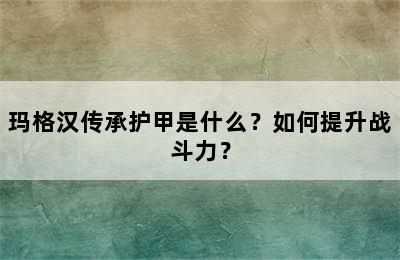 玛格汉传承护甲是什么？如何提升战斗力？