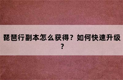 琵琶行副本怎么获得？如何快速升级？