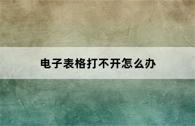 电子表格打不开怎么办