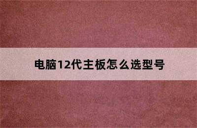 电脑12代主板怎么选型号