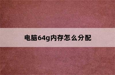 电脑64g内存怎么分配