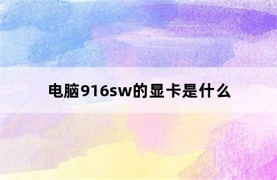 电脑916sw的显卡是什么