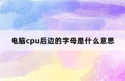 电脑cpu后边的字母是什么意思