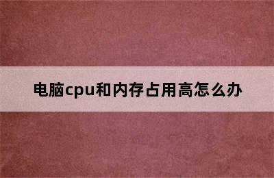 电脑cpu和内存占用高怎么办