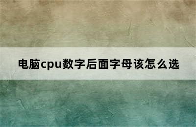 电脑cpu数字后面字母该怎么选