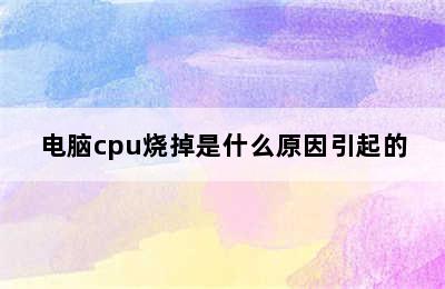 电脑cpu烧掉是什么原因引起的