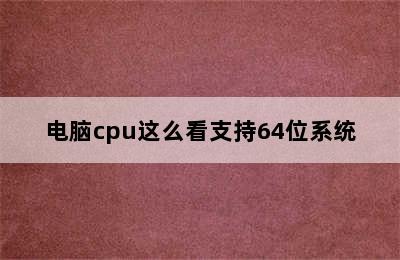 电脑cpu这么看支持64位系统