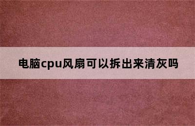 电脑cpu风扇可以拆出来清灰吗