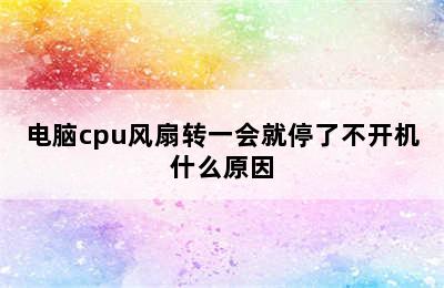 电脑cpu风扇转一会就停了不开机什么原因