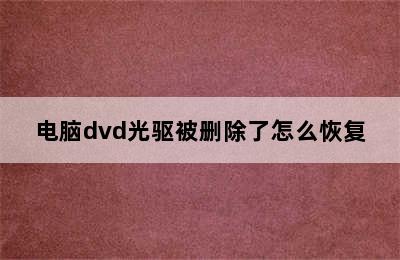 电脑dvd光驱被删除了怎么恢复