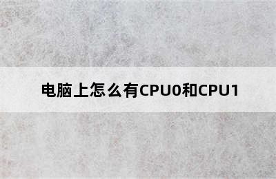 电脑上怎么有CPU0和CPU1