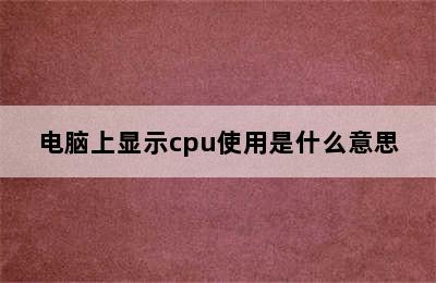 电脑上显示cpu使用是什么意思