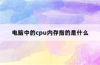 电脑中的cpu内存指的是什么