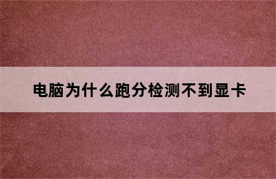 电脑为什么跑分检测不到显卡