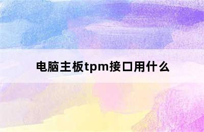 电脑主板tpm接口用什么