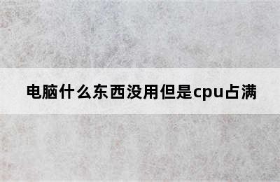 电脑什么东西没用但是cpu占满