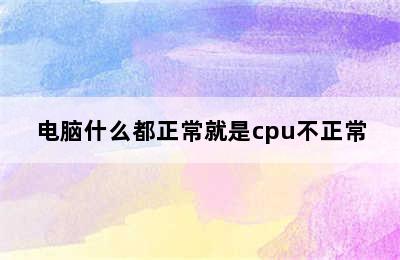 电脑什么都正常就是cpu不正常