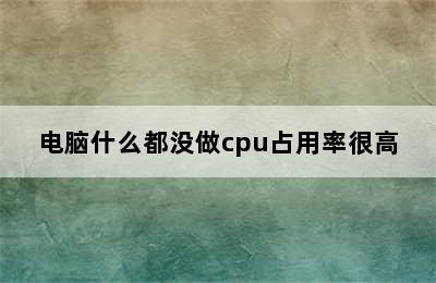 电脑什么都没做cpu占用率很高