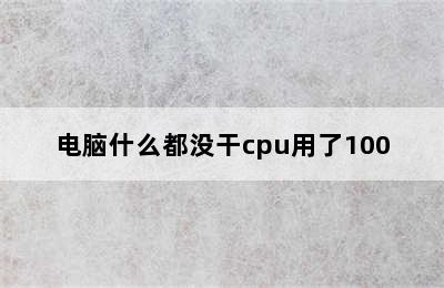 电脑什么都没干cpu用了100