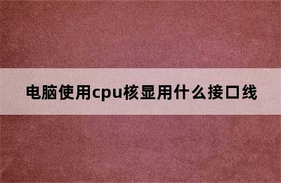 电脑使用cpu核显用什么接口线