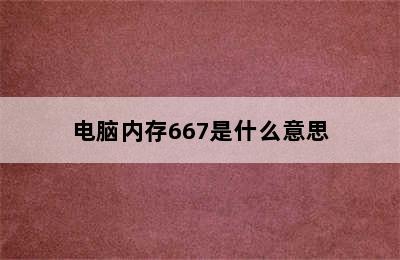 电脑内存667是什么意思