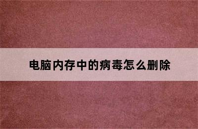 电脑内存中的病毒怎么删除