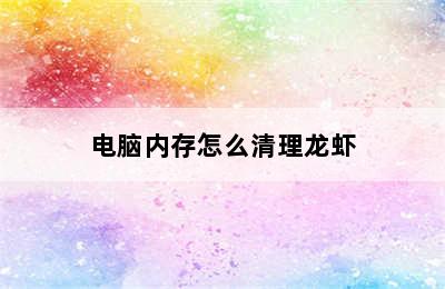 电脑内存怎么清理龙虾