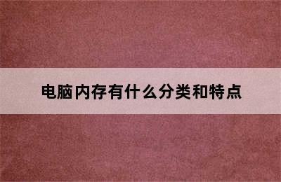 电脑内存有什么分类和特点