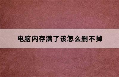 电脑内存满了该怎么删不掉