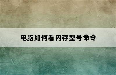 电脑如何看内存型号命令