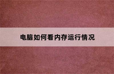 电脑如何看内存运行情况