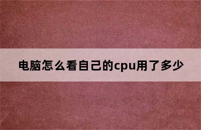 电脑怎么看自己的cpu用了多少