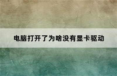 电脑打开了为啥没有显卡驱动