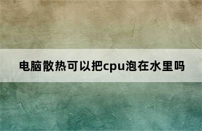 电脑散热可以把cpu泡在水里吗