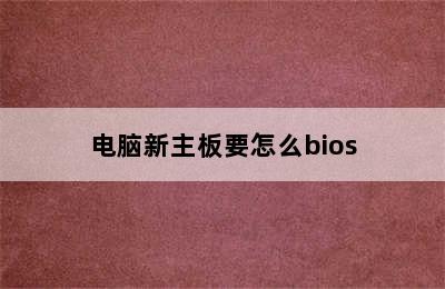 电脑新主板要怎么bios