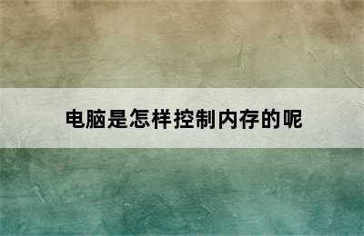 电脑是怎样控制内存的呢