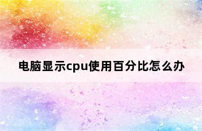 电脑显示cpu使用百分比怎么办