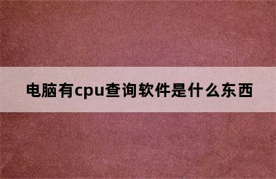 电脑有cpu查询软件是什么东西