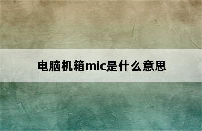 电脑机箱mic是什么意思