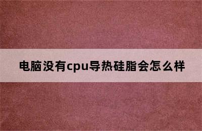 电脑没有cpu导热硅脂会怎么样