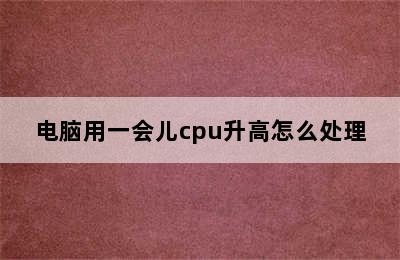 电脑用一会儿cpu升高怎么处理