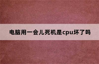 电脑用一会儿死机是cpu坏了吗