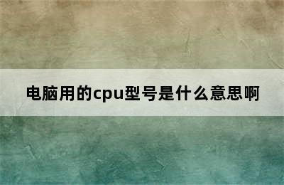 电脑用的cpu型号是什么意思啊