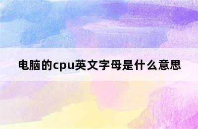 电脑的cpu英文字母是什么意思