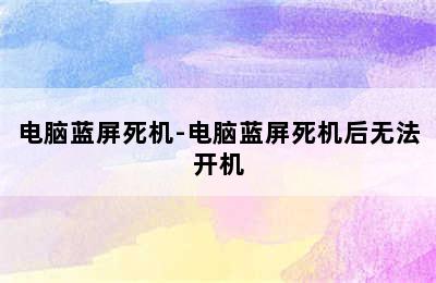 电脑蓝屏死机-电脑蓝屏死机后无法开机