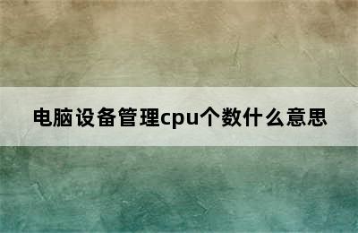 电脑设备管理cpu个数什么意思