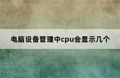 电脑设备管理中cpu会显示几个