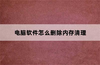 电脑软件怎么删除内存清理