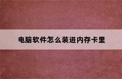 电脑软件怎么装进内存卡里